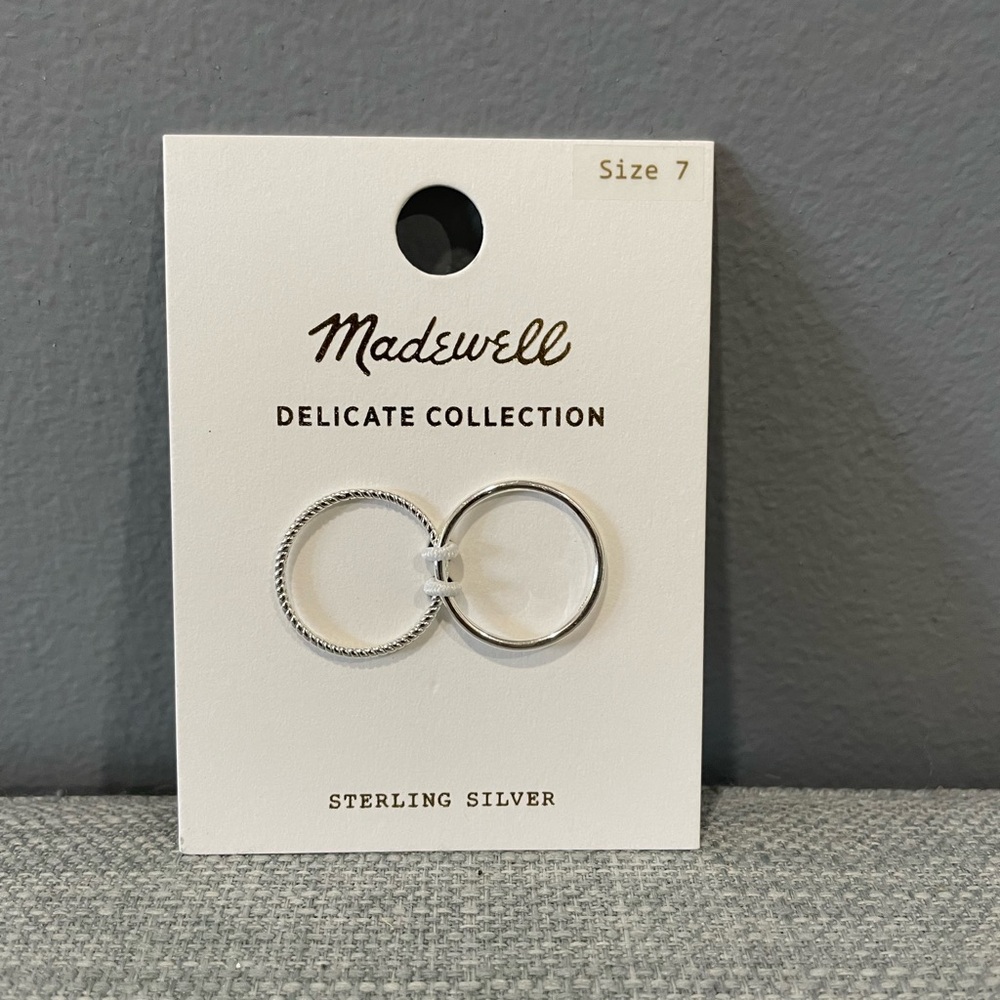 Madewell stackable rings.